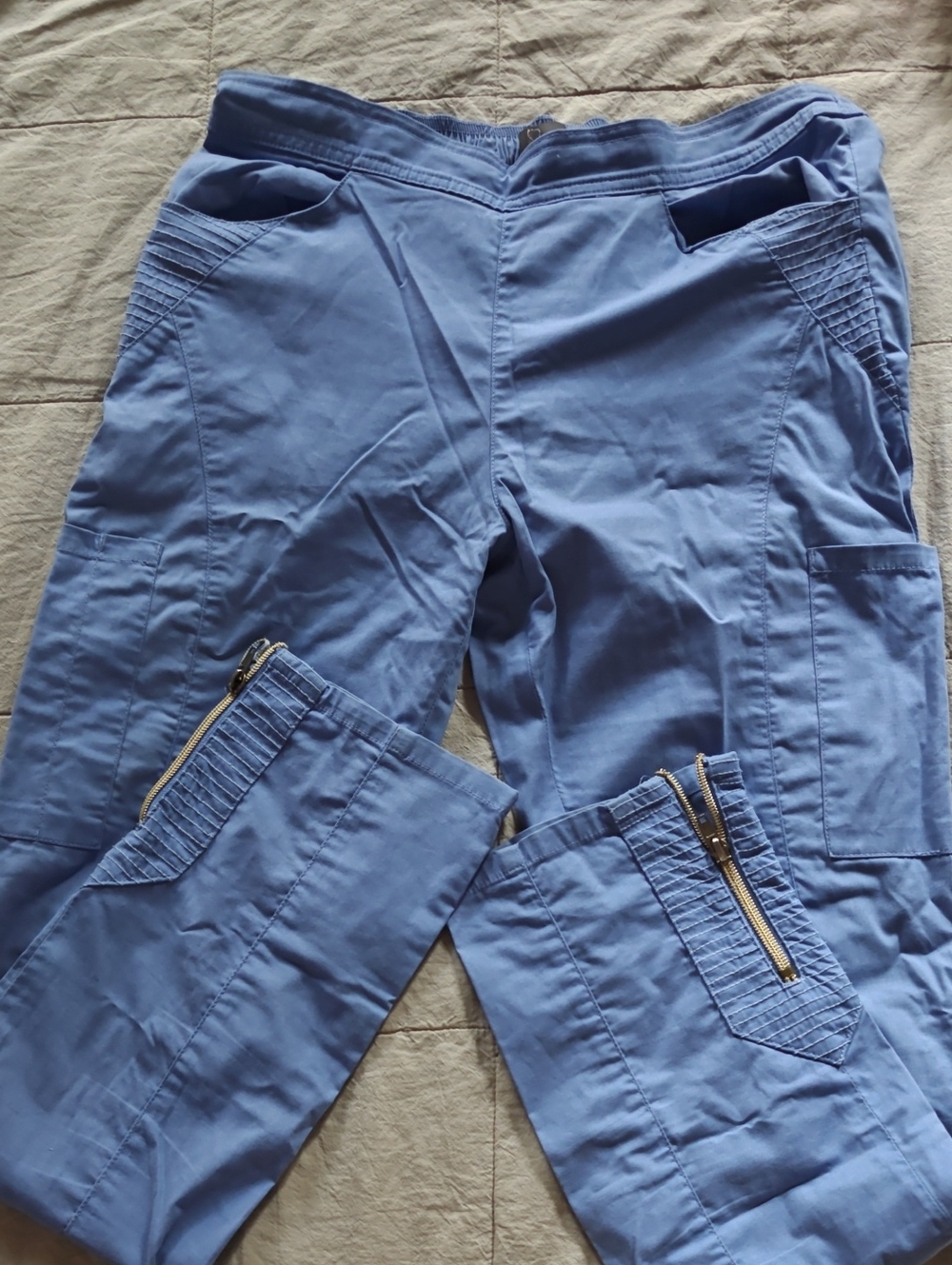 Jaanuu Light Blue, Navy, Royal Scrub Pants with Zipper Details (Bundle 3 Pants)